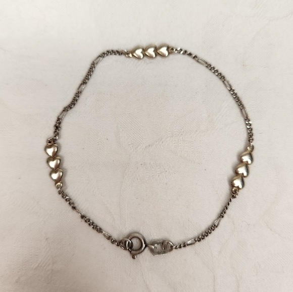 Silver Bracelet Gold Hearts - Picture 2 of 5